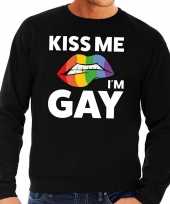 Kiss me i am gay trui shirt zwart heren