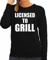 Licensed to grill bbq barbecue cadeau trui trui zwart dames