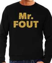 Mr fout gouden glitter tekst trui zwart heren