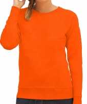 Oranje trui sweatshirt trui raglan mouwen ronde hals dames