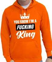 Oranje you know i am a fucking king hooded trui heren