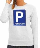 Pensioen p cadeau trui grijs dames