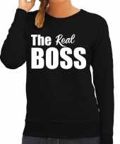 The real boss trui trui zwart witte letters dames