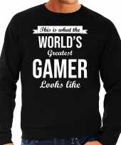 Worlds greatest gamer cadeau trui zwart heren