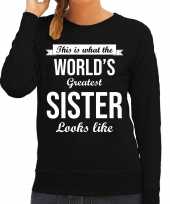 Worlds greatest sister zus cadeau trui zwart dames